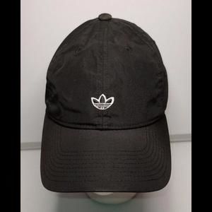 Adidas Logo Black Nylon Quick Dry Strapback Baseball Style Hat Cap